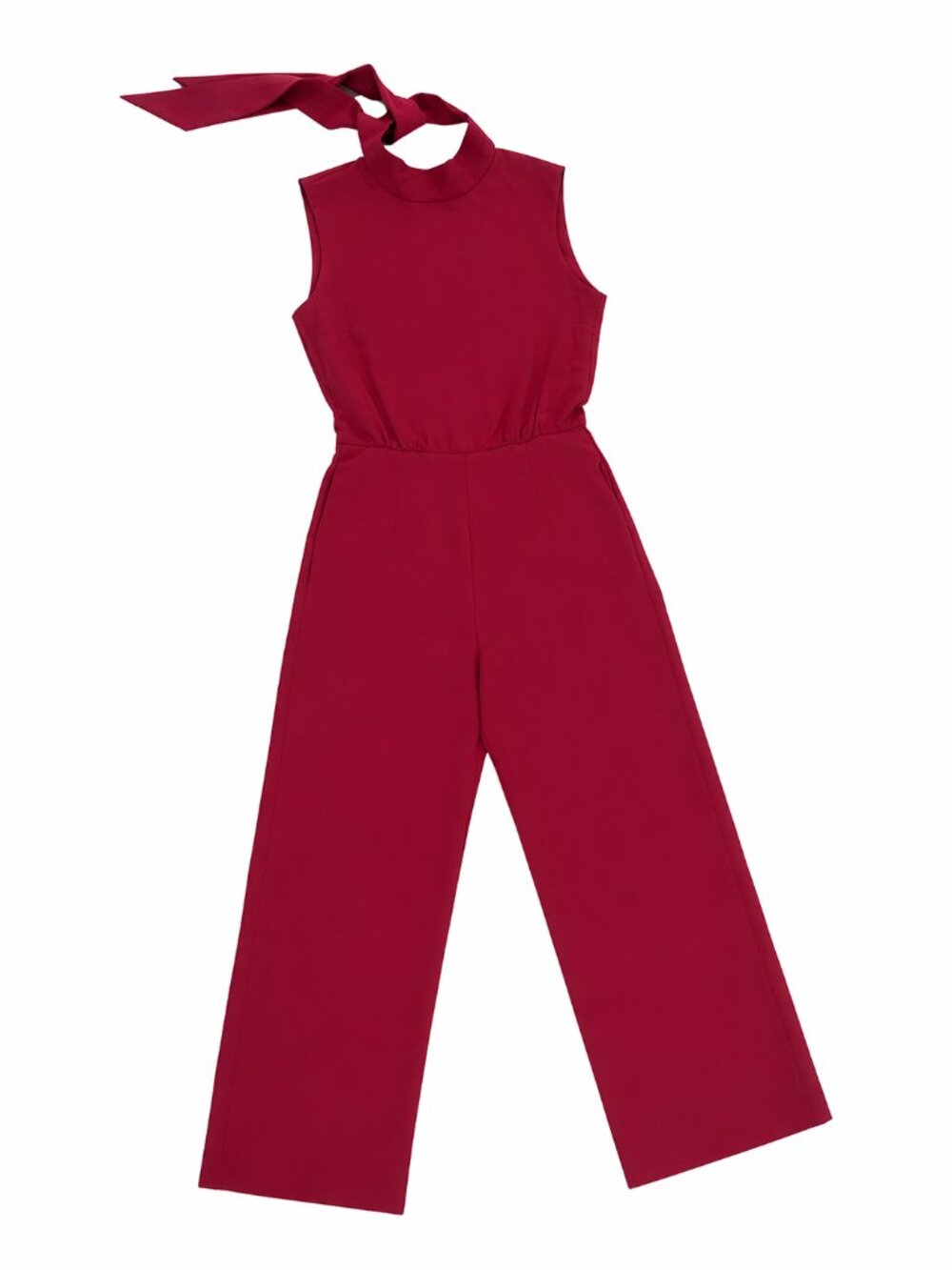 Charles Henry Wine Pink Elegant Jumpsuit XS Open Back Tie Wide Leg - Picture 3 of 5